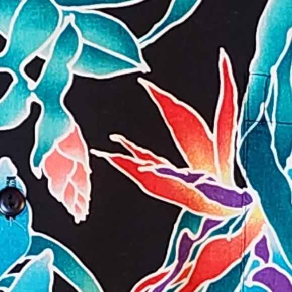 NWOT Men's Hilo Hattie Size XL Birds of Paradise Blue Palm Cotton Shirt - WOW! - Picture 12 of 12